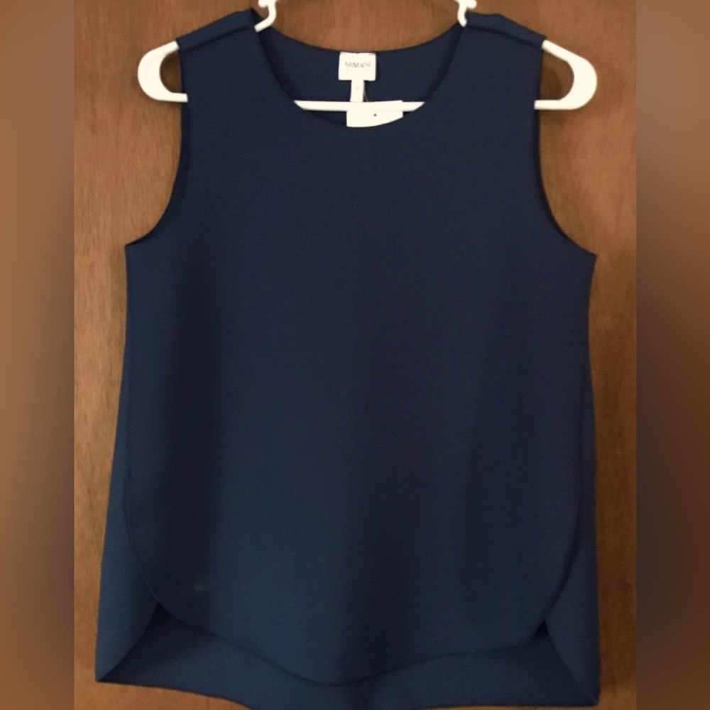 Armani Collezioni Blue Sleeveless Boxy Tank Top